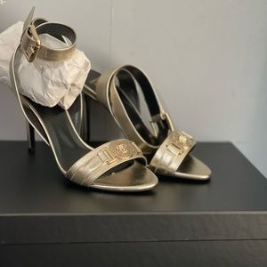 Versace Gold Ankle Studded Heel Pumps